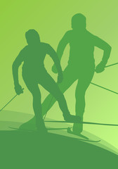 Skiing athlete competition vector abstract background