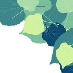 Linden leaves vector abstract background with retro green