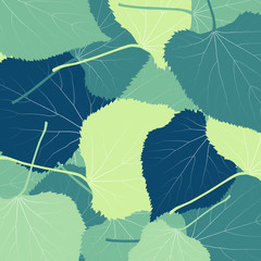 Linden leaves vector abstract background with retro green