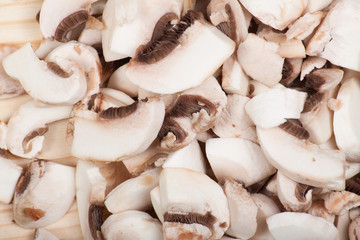 Mushrooms champignons sliced