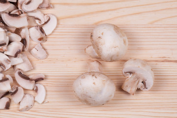 Mushrooms champignons sliced