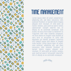 Time management concept with thin line icons. Development of business process. Vector illustration for banner, web page, print media.