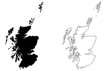Scotland map vector illustration, scribble sketch Scotland map - obrazy, fototapety, plakaty