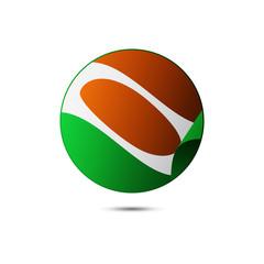 Niger flag button with shadow on a white background. Vector illustration.