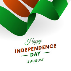 Banner or poster of Niger independence day celebration. Waving flag. Vector illustration.