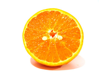 a half of orange on white background