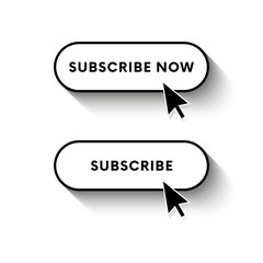 Subscribe now button. Subscribe button. Long shadow. Vector illustration.