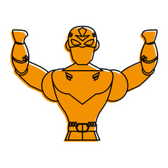 superhero lifting arms avatar icon image vector illustration design  yellow color