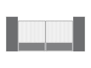 grey metal gate door- vector illustration