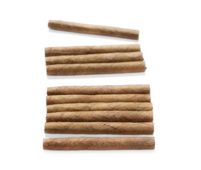 Cigarillos without filter isolated over white background