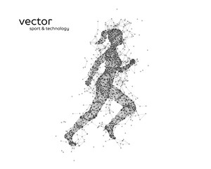 Fototapeta premium Abstract vector illustration of running woman.