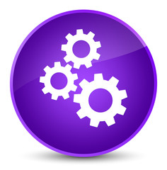 Gears icon elegant purple round button
