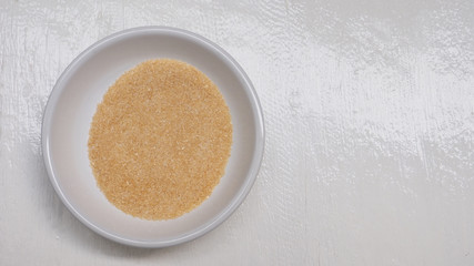 Background brown sugar 5 tablespoons top view isolate and clipping paths