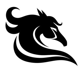 Black steed head on a white background