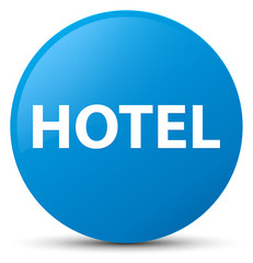 Hotel cyan blue round button