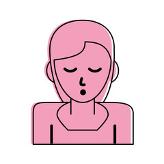 woman sleeping face sleep related icon image vector illustration design  pink color