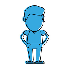 man with hands on hips avatar icon image vector illustration design  blue color