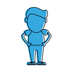 Obraz premium man with hands on hips avatar icon image vector illustration design blue color