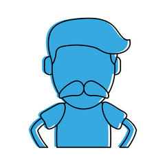 man with mustache avatar icon image vector illustration design  blue color