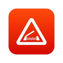 Lifting bridge warning sign icon digital red