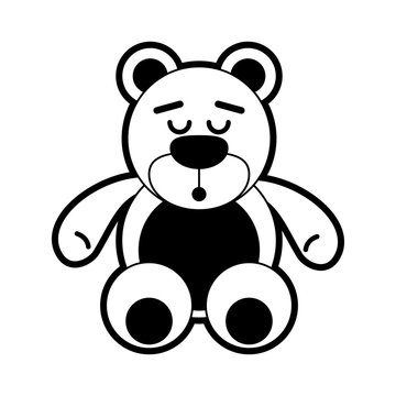 teddy bear sleep related icon image vector illustration design  black and white