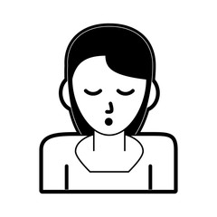woman sleeping face sleep related icon image vector illustration design  black and white