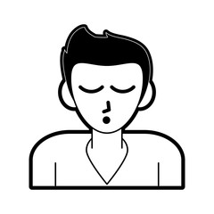 man sleeping face sleep related icon image vector illustration design  black and white