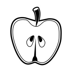 apple fruit icon image vector illustration design  black and white