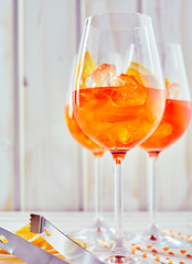 Aperol orange spritz cocktails and equipment