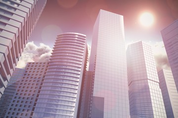 Obraz na płótnie Canvas Composite image of three dimensional image of tall buildings