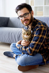 Man with a cat
