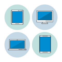 Smartphone tablet and computer over white background vector illustration