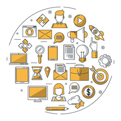 Digital marketing and advertising infographic over white background vector illustration