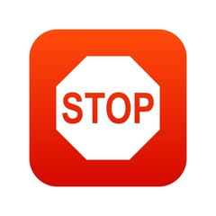Stop sign icon digital red