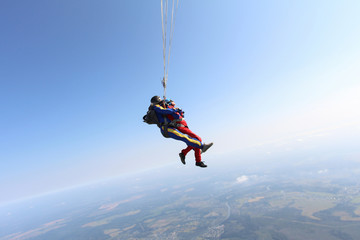 Skydiving. Tandem jump.