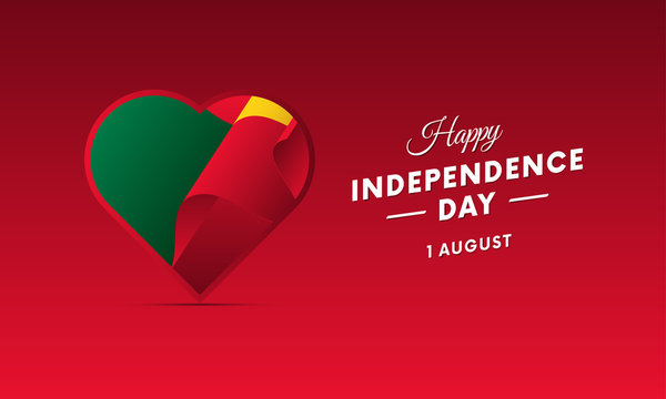 Banner or poster of Benin independence day celebration. Waving flag. Vector illustration.