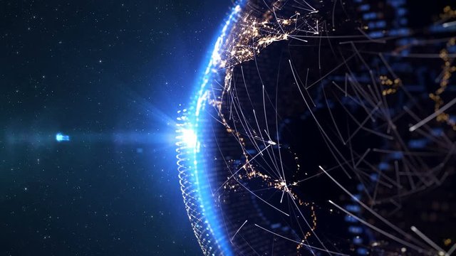 Global International Connectivity Background/Connection lines Around Earth Globe, Futuristic Technology  Theme Background with Light Effect. Some elements of the image provided by NASA