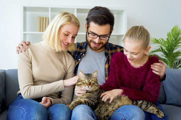 Family with a cat
