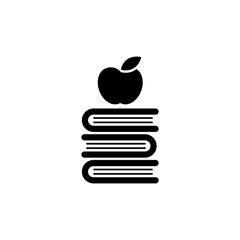 apple on the pile of books black icon