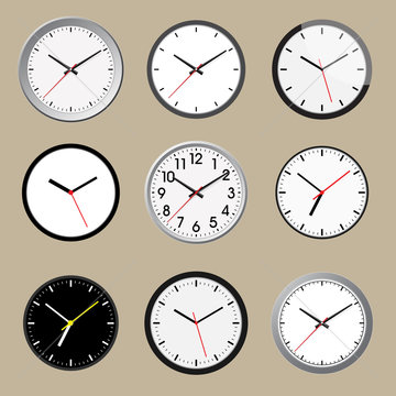 Set of office clock icon design