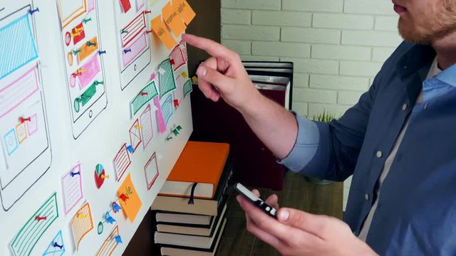 Creative UX designer doing usability research for mobile application