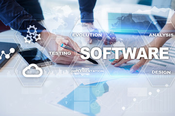 Software development. Data Digital Programs System Technology Concept.