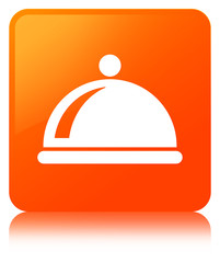 Food dish icon orange square button