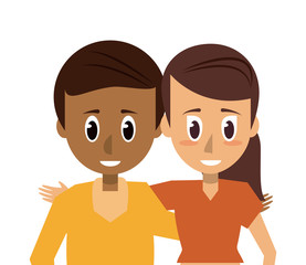 young couple of friends icon vector illustration graphic design