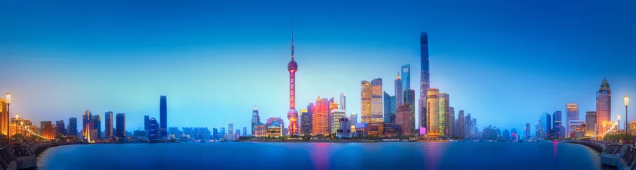 Gordijnen Shanghai skyline stadsgezicht © boule1301
