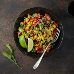  Avocado, quinoa, bean, corn and bell pepper salad
