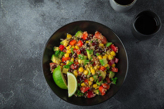  Avocado, quinoa, bean, corn and bell pepper salad
