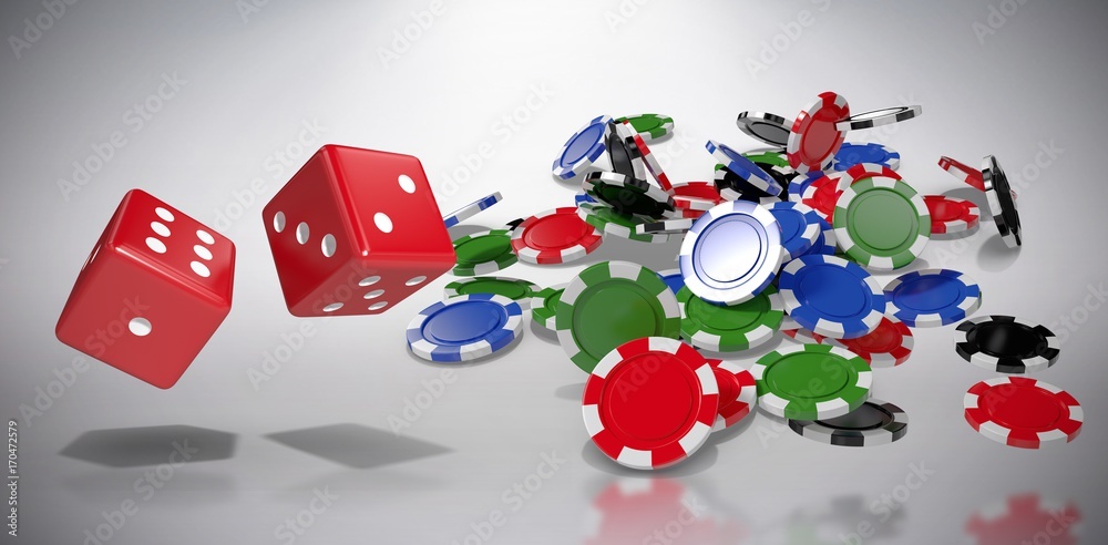 Poster composite image of composite 3d image of red dice