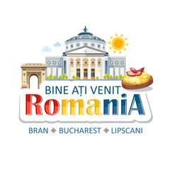  Romania architecture draculas castle sticker advertising lettering header message
