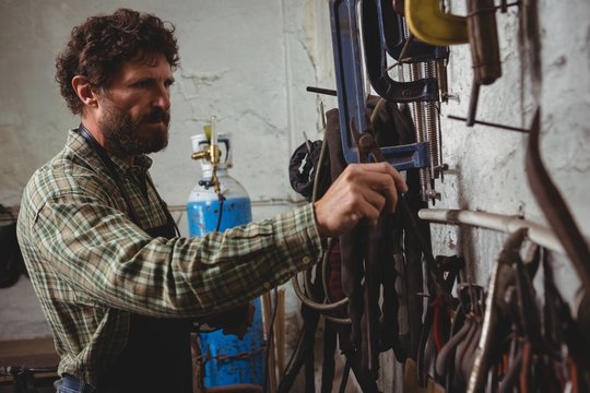 Craftsman working in workshop
